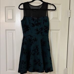 Trixxi Hunter Green and Black Evening Dress with Heart Label
